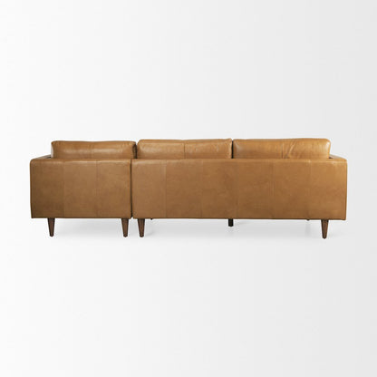 Svend 111.4L x 68.0W x 33.9H Tan Leather Right Chaise Sectional Sofa