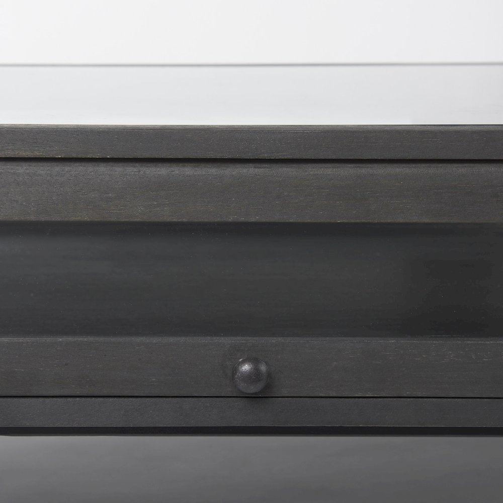 42"L Rectangular Black-Brown Wood Black Metal Base Display Coffee Table