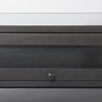 42"L Rectangular Black-Brown Wood Black Metal Base Display Coffee Table