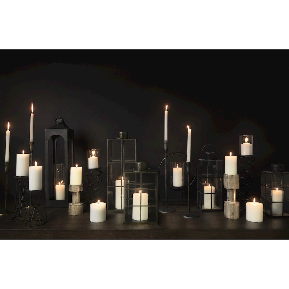 Omega II Medium Black Metal Stacked Ring Table Candle Holder