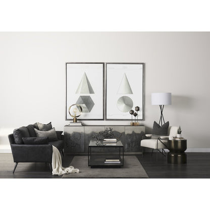 Light Gray and Dark Gray Fabric Color Blocked Decorative Pillow Cover