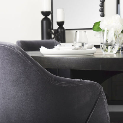 Ronald II Grey Velvet Wrap Black Wooden Base Dining Chair