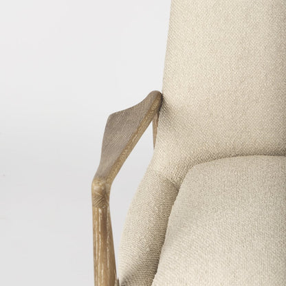 Westan Cream Boucle Fabric W/Light Brown Wood Accent Chair