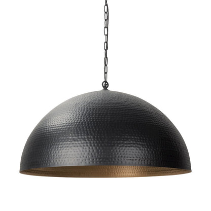 Karina 36" Round Matte Black Hammered Metal Dome Pendant Light