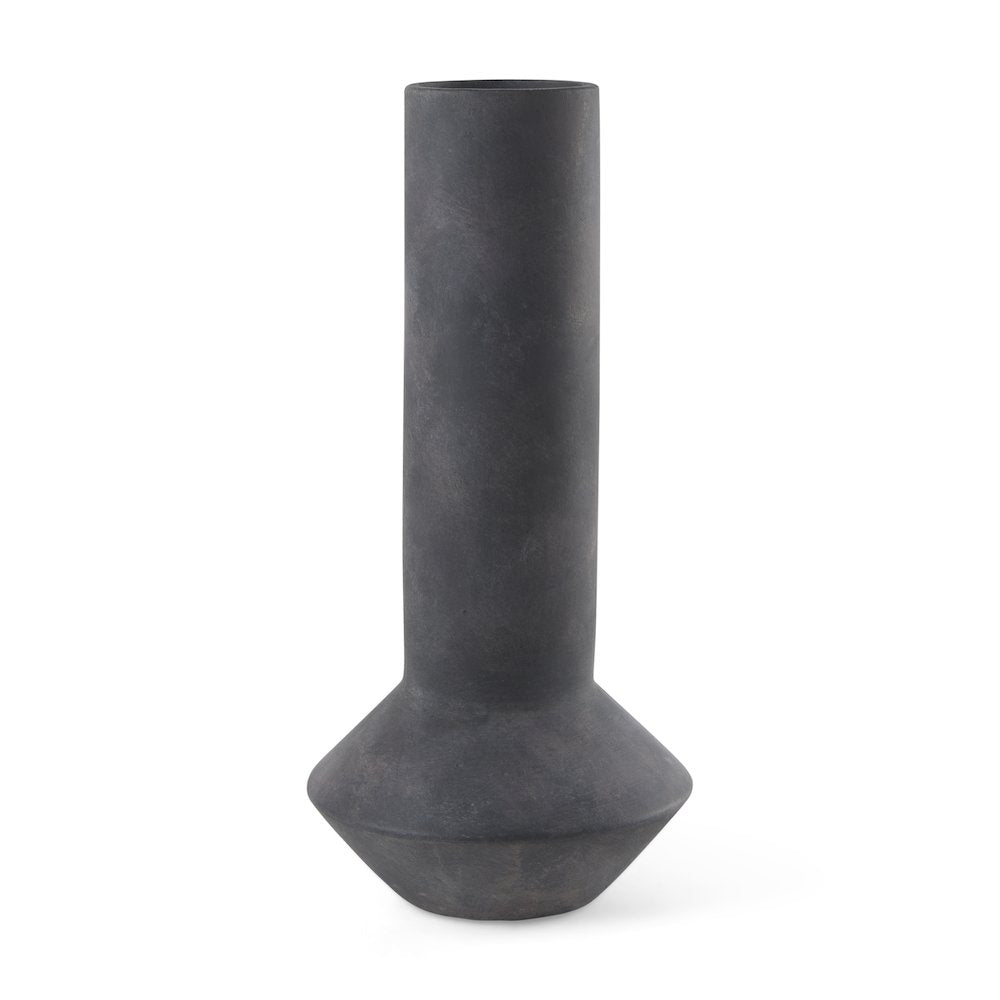 Esme 7.1L x 7.1W x 15.0H Dark Gray Ceramic Vase