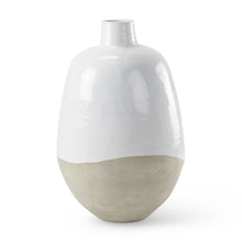 Amos 20.5L x 20.5W x 31.9H White and Dark Beige Color Blocked Ceramic Floor Vase