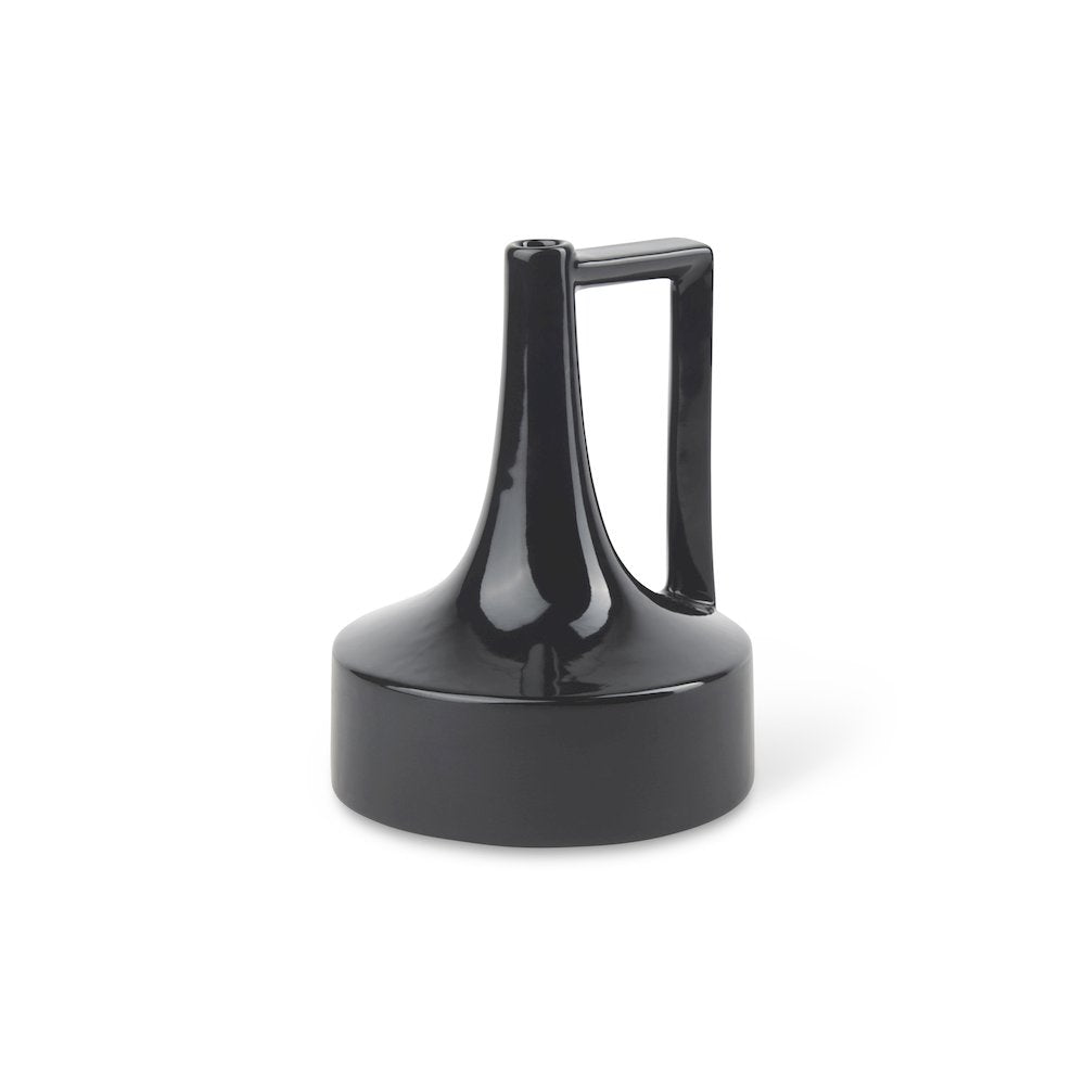 Burton 8.3H Small Glossy and Matte Black Ceramic Jug Vase