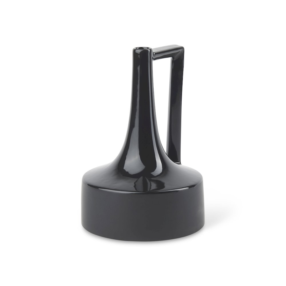 Burton 11.6H Medium Glossy and Matte Black Ceramic Jug Vase