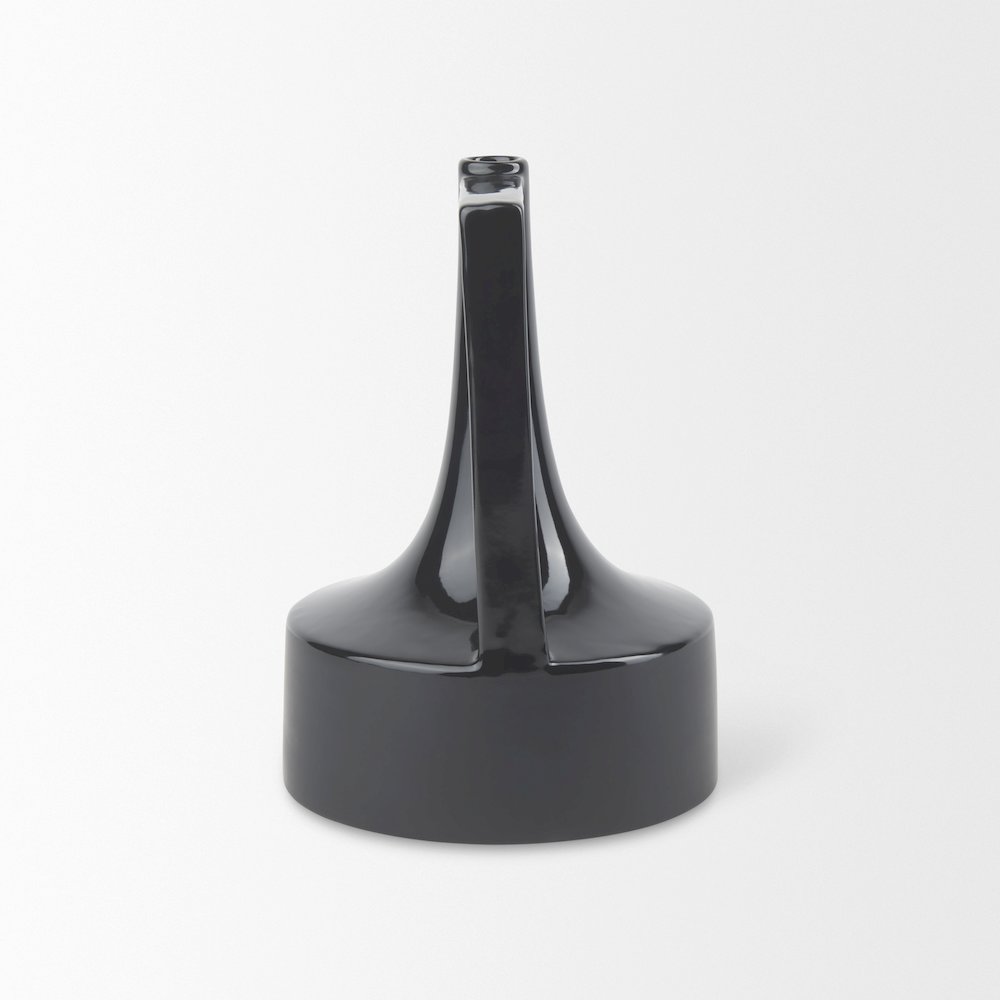 Burton 11.6H Medium Glossy and Matte Black Ceramic Jug Vase