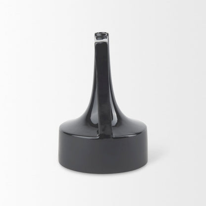 Burton 11.6H Medium Glossy and Matte Black Ceramic Jug Vase