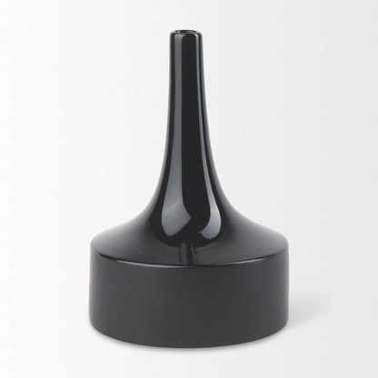 Burton 13.1H Large Glossy and Matte Black Ceramic Jug Vase