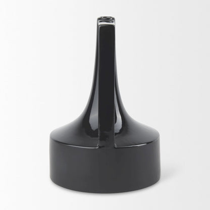 Burton 13.1H Large Glossy and Matte Black Ceramic Jug Vase