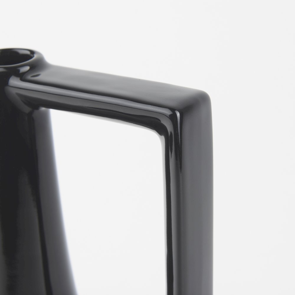 Burton 13.1H Large Glossy and Matte Black Ceramic Jug Vase