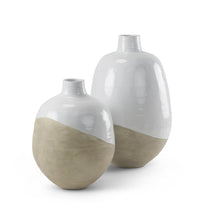 Amos 20.5L x 20.5W x 31.9H White and Dark Beige Color Blocked Ceramic Floor Vase