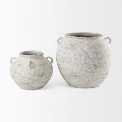 Misha 25.2L x 25.2W x 22.4H Cream Ceramic Floor Vase