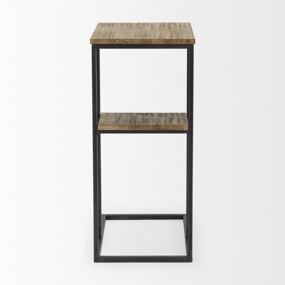 Ronin 25"H Rectangle 2-Tier Wood w/ Black Metal Accent Table
