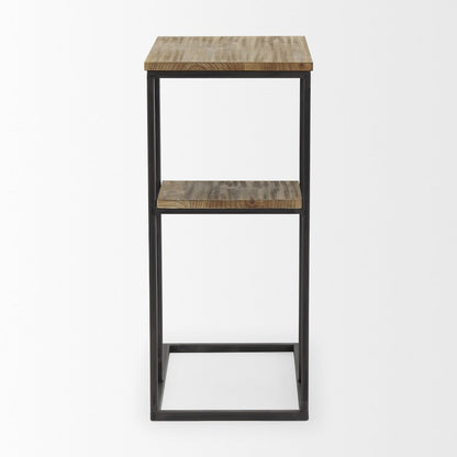 Ronin 25"H Rectangle 2-Tier Wood w/ Black Metal Accent Table