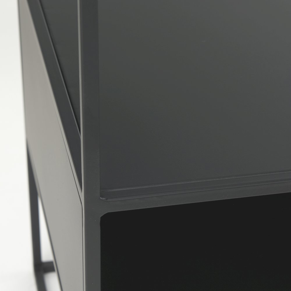 Samson 15.7L x 15.7W x 21.3H Side Table Matte Black Metal and Glass