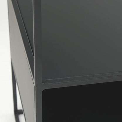 Samson 15.7L x 15.7W x 21.3H Side Table Matte Black Metal and Glass
