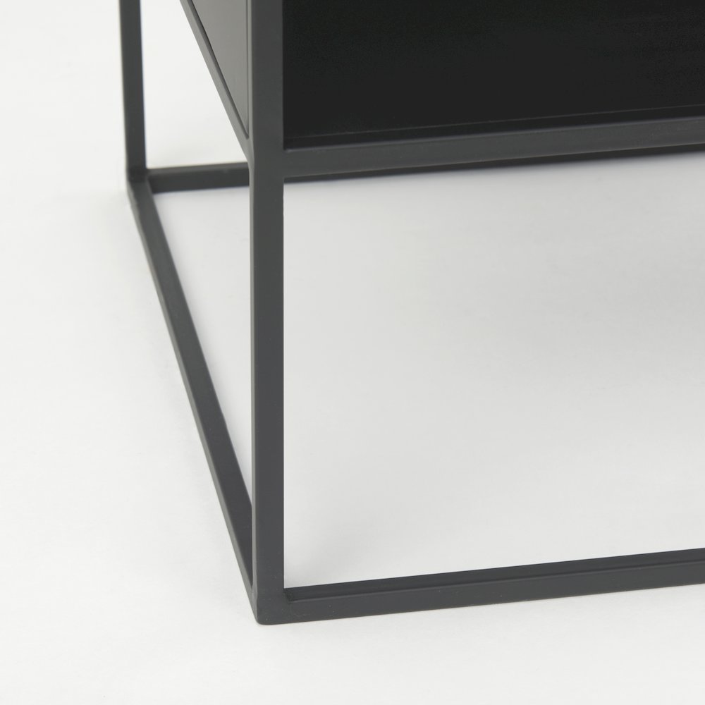 Samson 15.7L x 15.7W x 21.3H Side Table Matte Black Metal and Glass