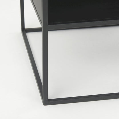 Samson 15.7L x 15.7W x 21.3H Side Table Matte Black Metal and Glass