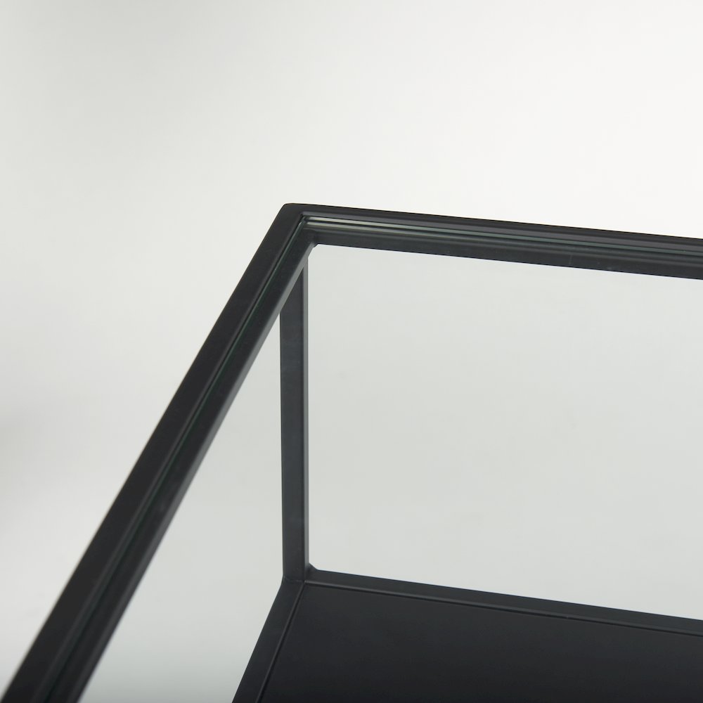 Samson 15.7L x 15.7W x 21.3H Side Table Matte Black Metal and Glass