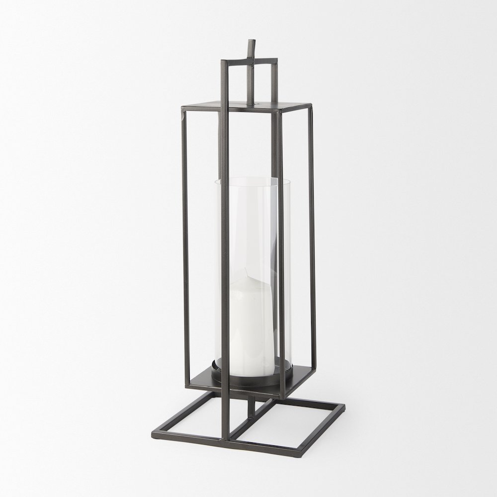 Albus I Large Black Metal Rectangular Table Candle Holder