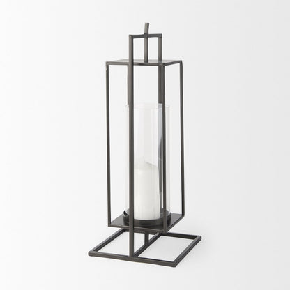 Albus I Large Black Metal Rectangular Table Candle Holder