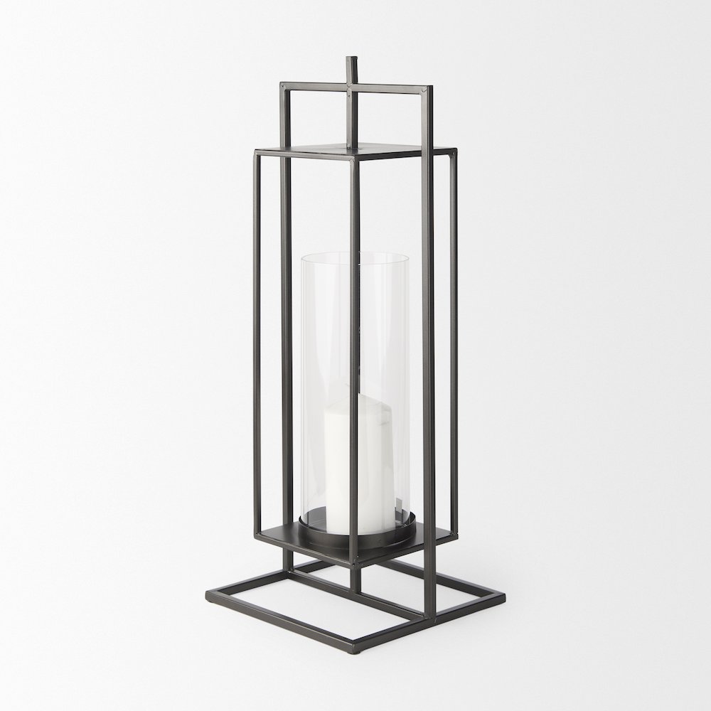 Albus I Large Black Metal Rectangular Table Candle Holder