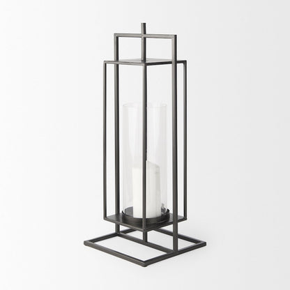 Albus I Large Black Metal Rectangular Table Candle Holder