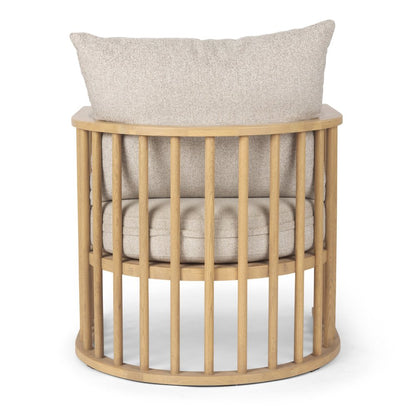 Kopari Beige Fabric W/Light Brown Wood Accent Chair