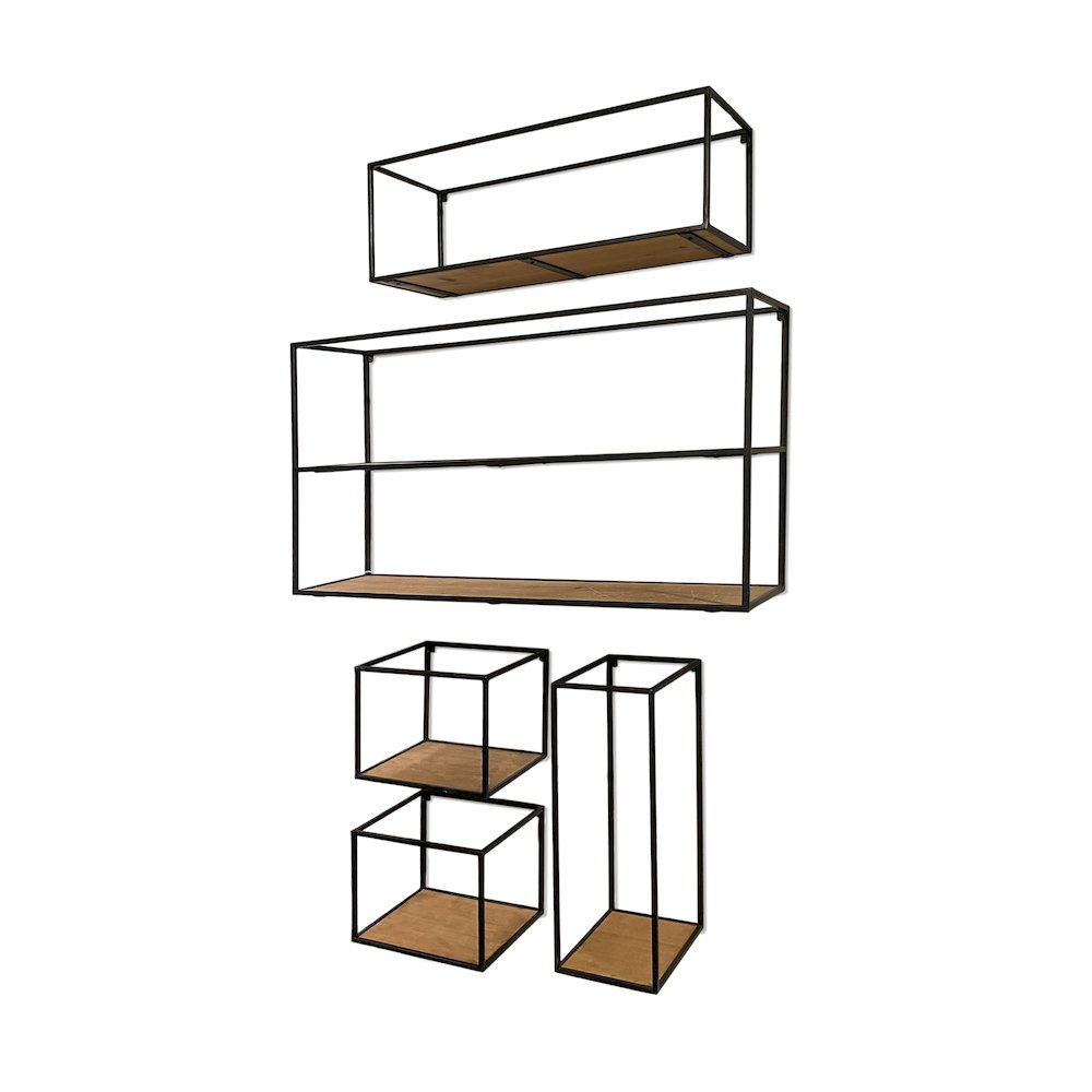 Riaz Set of 5 Wood & Metal Shelves