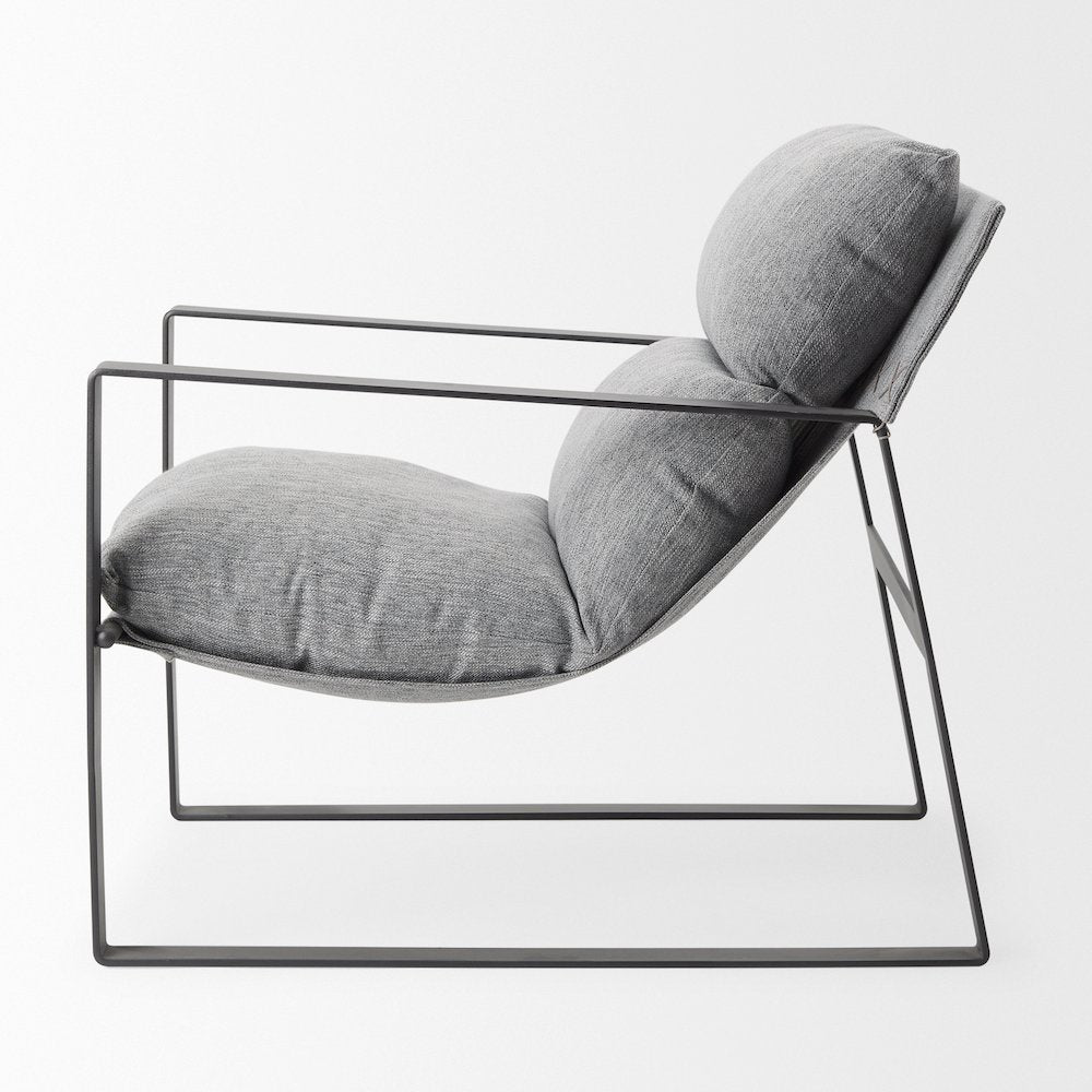 Guilia Castlerock Gray With Metal Frame Sling Accent Chair