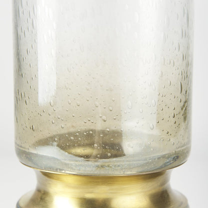 Adriatic I Small Brushed Gold Metal Glass Vase