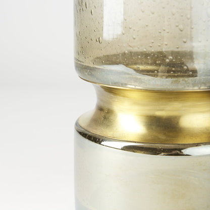 Adriatic I Small Brushed Gold Metal Glass Vase
