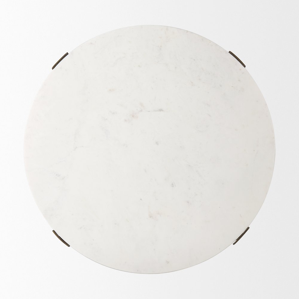 Atticus Marble and Antiqued Gold Metal Coffee Table