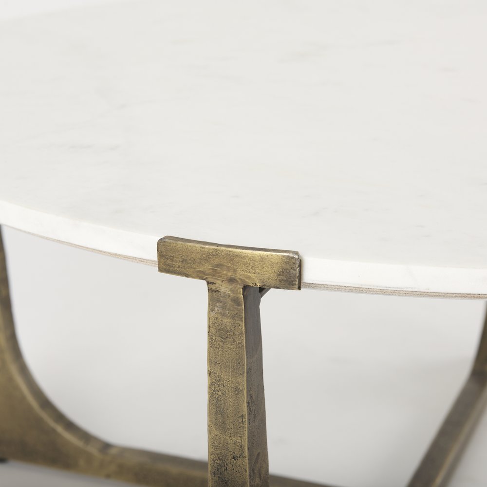 Atticus Marble and Antiqued Gold Metal Coffee Table