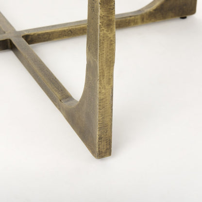 Atticus Marble and Antiqued Gold Metal Coffee Table