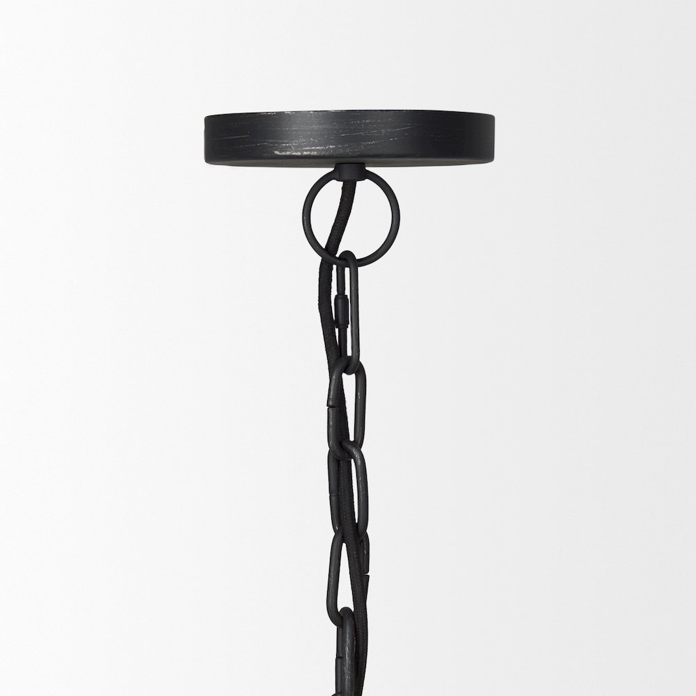 Karina 36" Round Matte Black Hammered Metal Dome Pendant Light