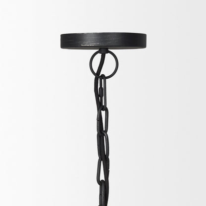 Karina 36" Round Matte Black Hammered Metal Dome Pendant Light