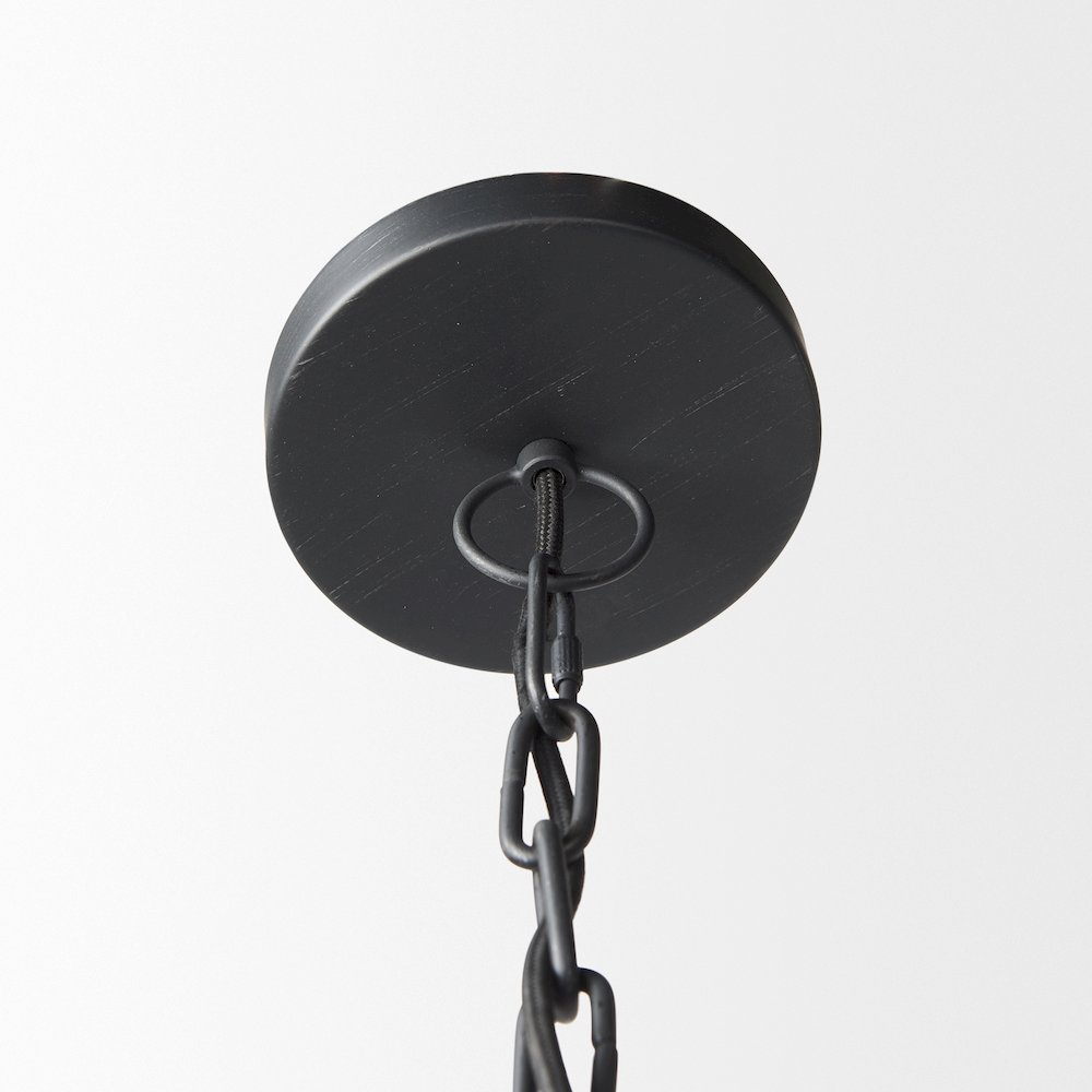 Karina 36" Round Matte Black Hammered Metal Dome Pendant Light