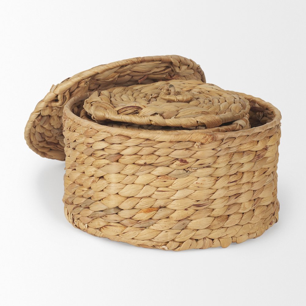 Kea Set of 3 Nesting Water Hyacinth Boxes with Lids