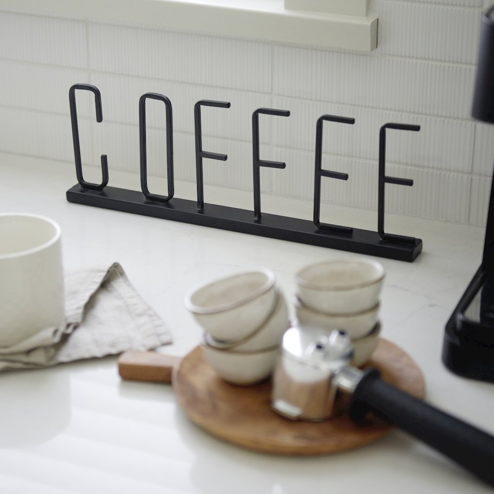Coffee 15L x 1W Black Metal Sign