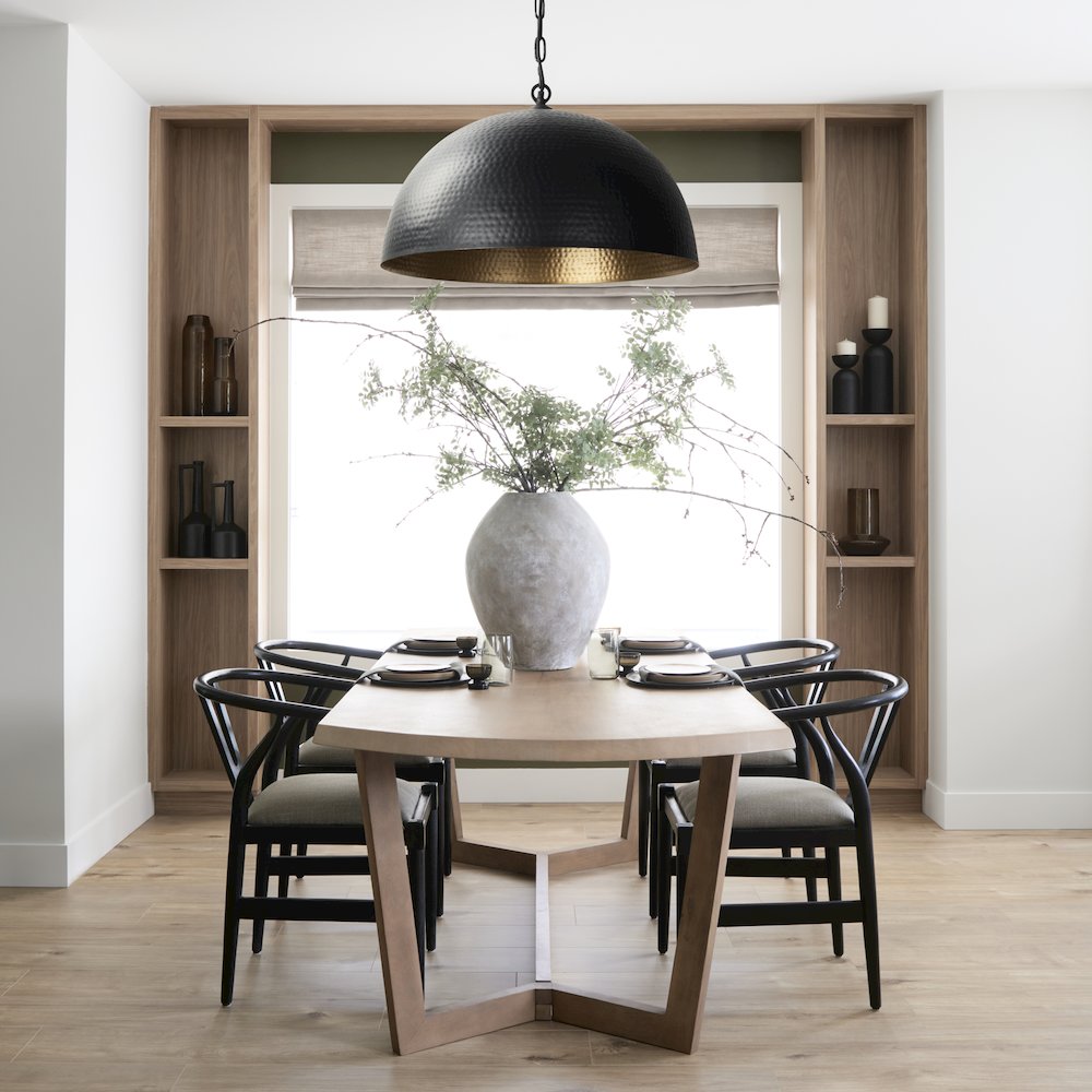 Karina 36" Round Matte Black Hammered Metal Dome Pendant Light