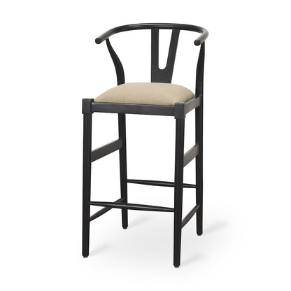 Trixie Black Wood Frame w/ Gray Upholstered Seat Bar Stool