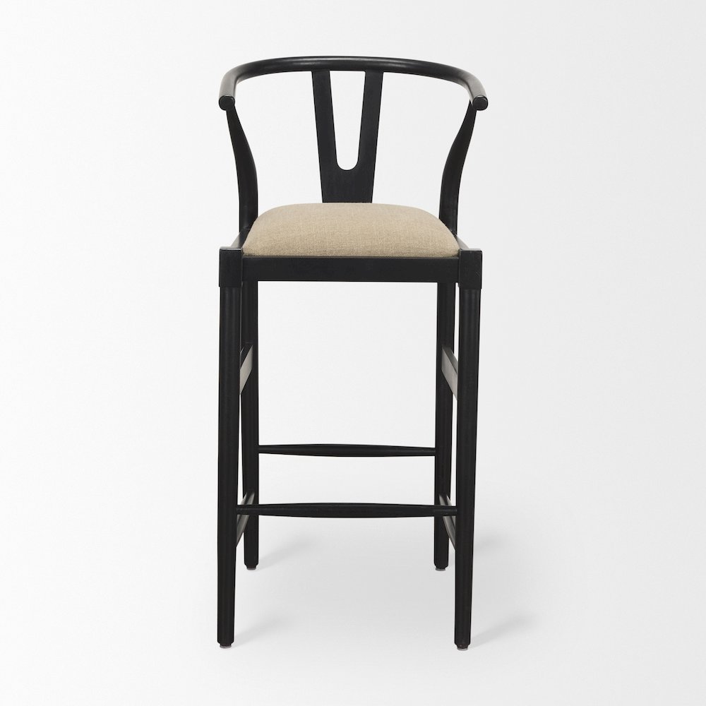 Trixie Black Wood Frame w/ Gray Upholstered Seat Bar Stool