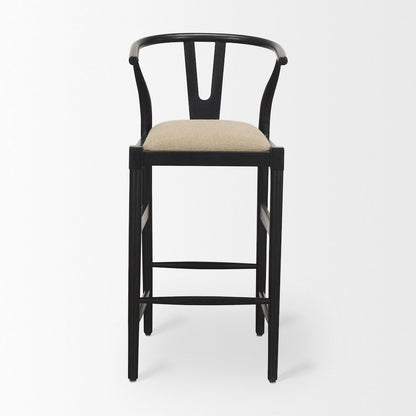 Trixie Black Wood Frame w/ Gray Upholstered Seat Bar Stool