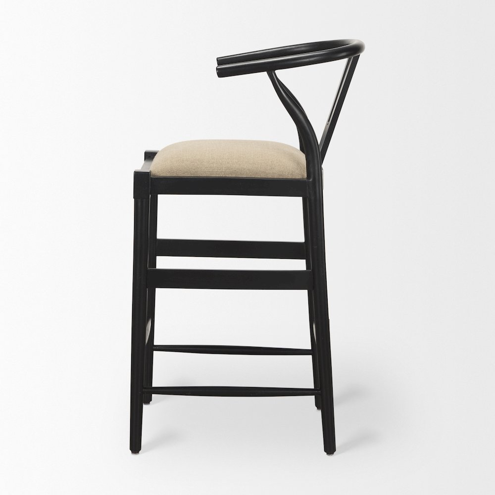 Trixie Black Wood Frame w/ Gray Upholstered Seat Bar Stool