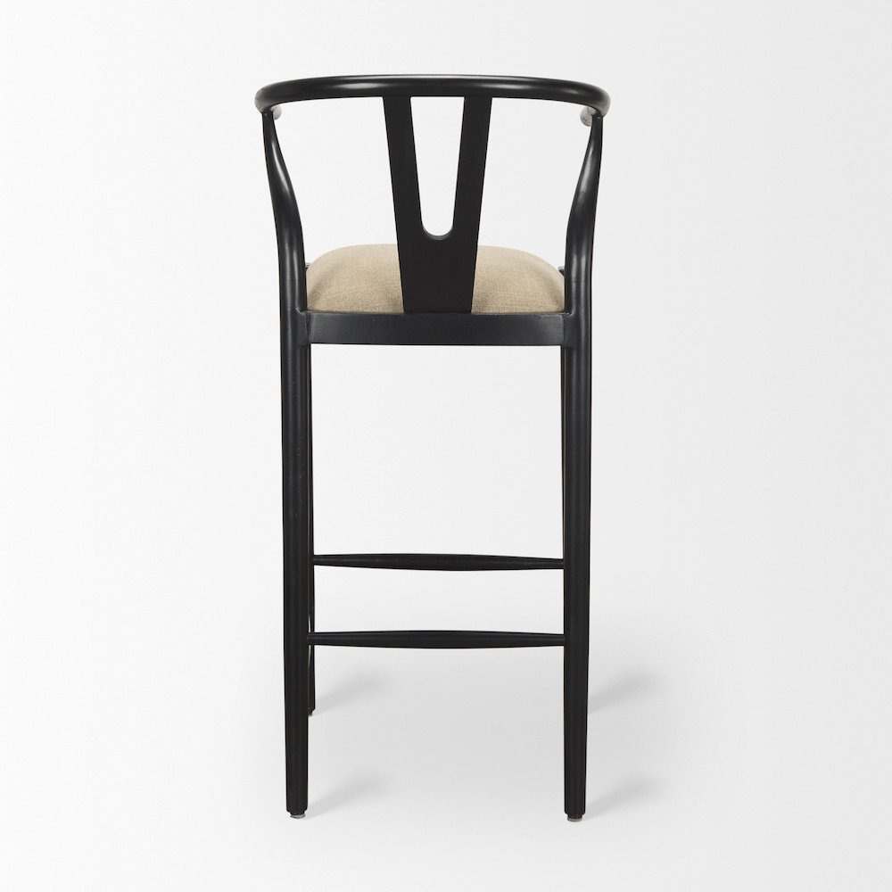 Trixie Black Wood Frame w/ Gray Upholstered Seat Bar Stool