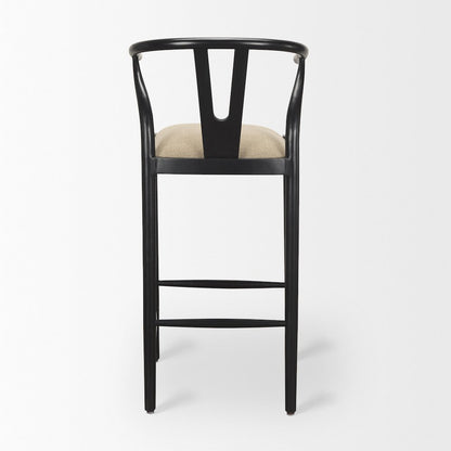 Trixie Black Wood Frame w/ Gray Upholstered Seat Bar Stool